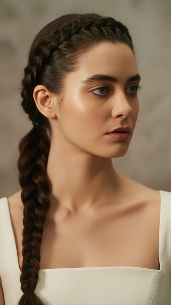 Low Ponytail with Crown Braid