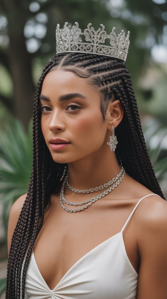  Side Part with Crown Detail Medium Braids