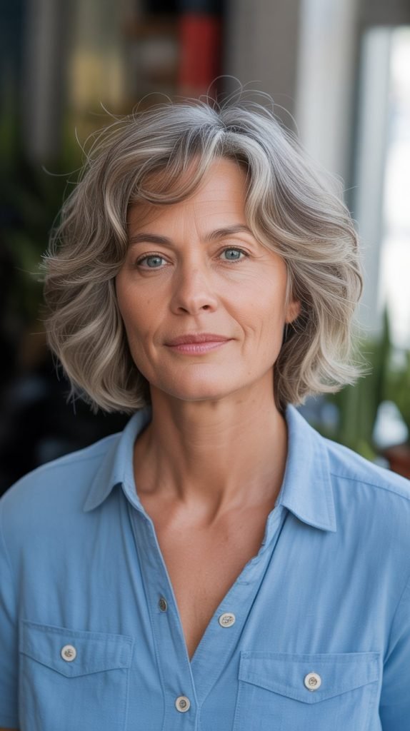 Tousled Lob with Natural Texture