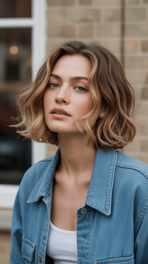 Tousled Lob with Natural Waves