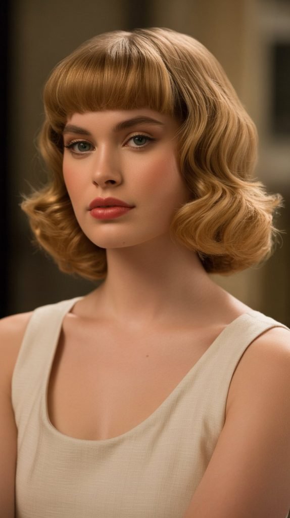 Full Bangs with Wavy Bob