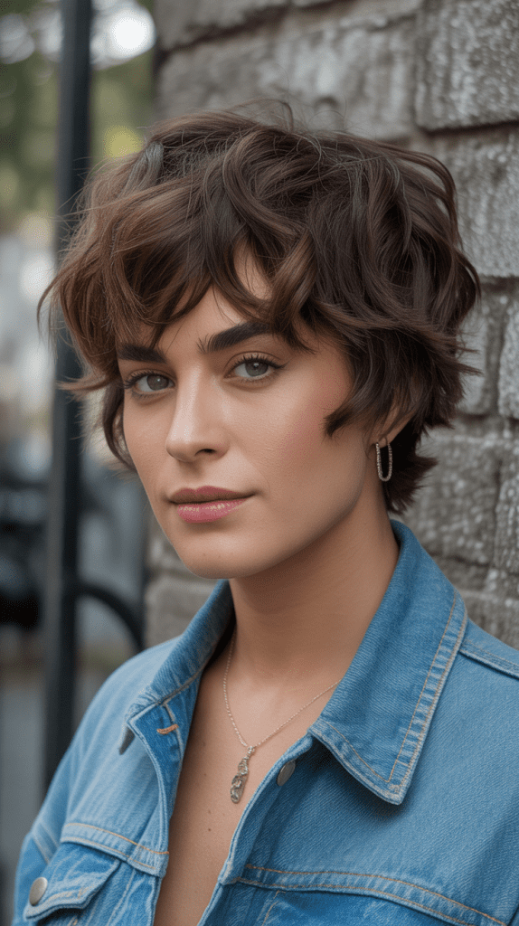  Shaggy Wavy Pixie with Choppy Bangs