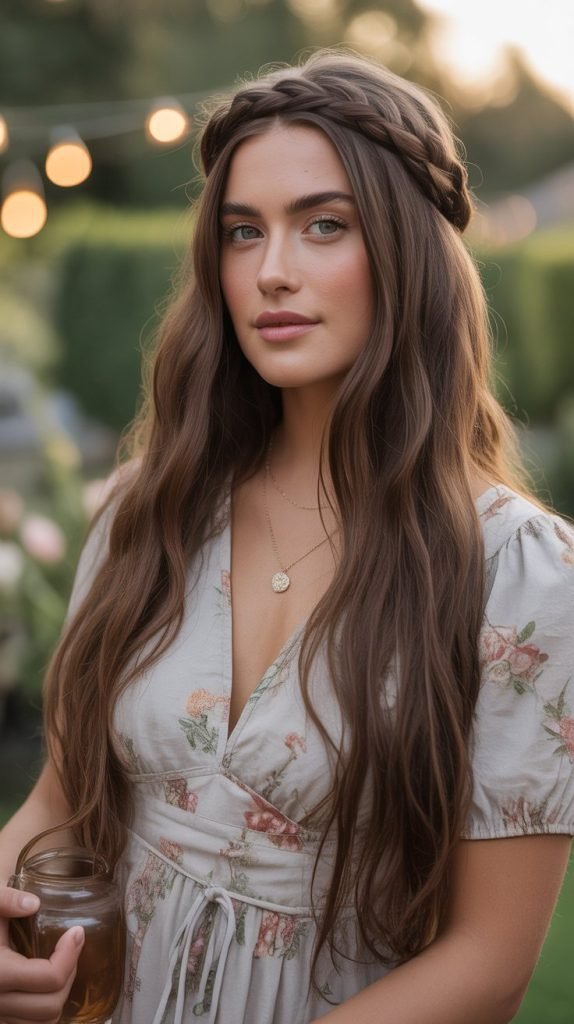 Coffee Brown Braided Crown