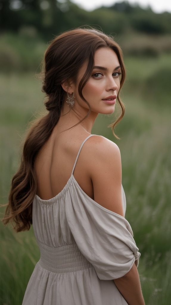 Walnut Brown Loose Updo