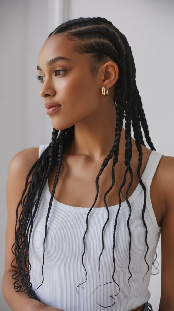 Side Part with Curly Ends