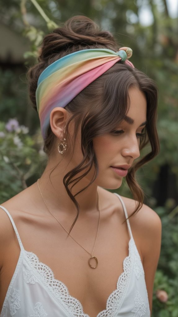 Bandana-Woven Waterfall Updo