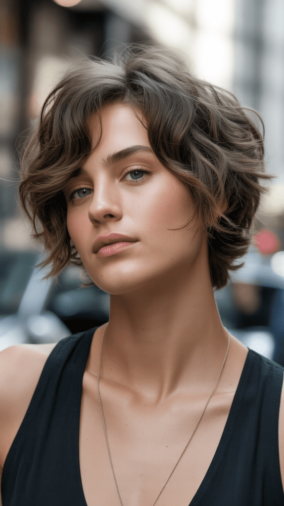 Shaggy Wavy Pixie for Thick Hair