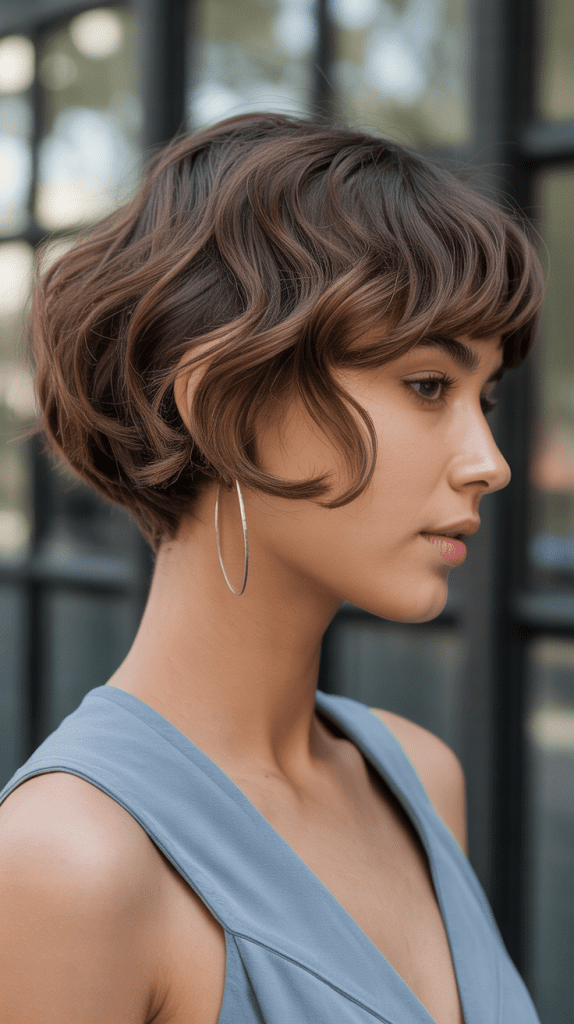 Wavy Pixie Bob with Wispy Bangs
