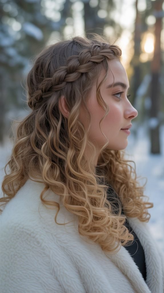 Crown Braid with Loose Curls