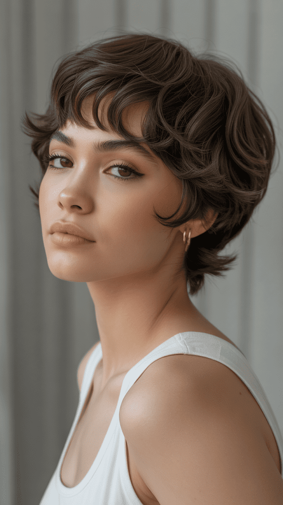 Wavy Pixie with Soft Rounded Bangs
