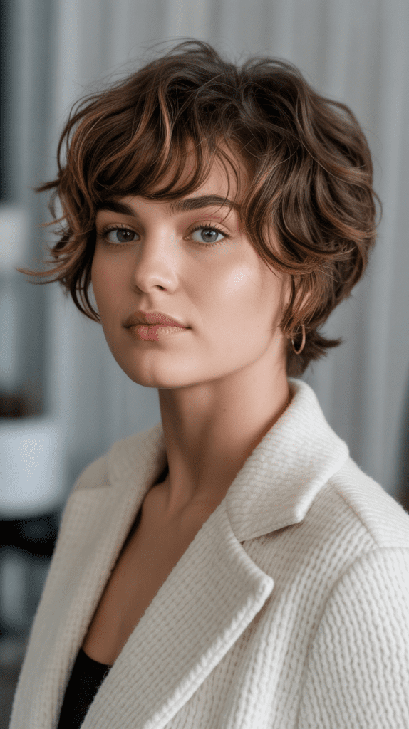  Wavy Pixie with Feathered Bangs