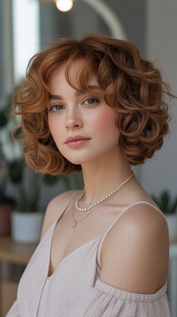 Soft Romantic Curly French Bob