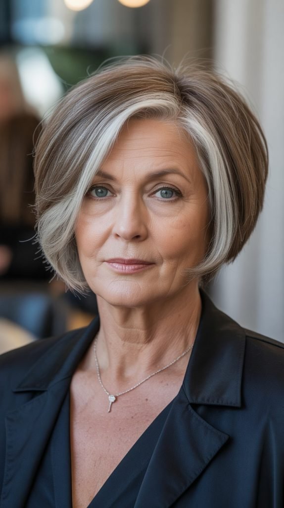 Asymmetrical Bob with Height at Crown