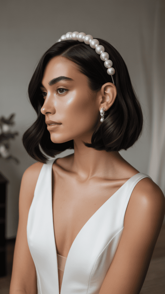 Sleek Bob with Pearl Headband