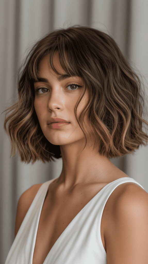 A-Line Bob with Long Curtain Bangs