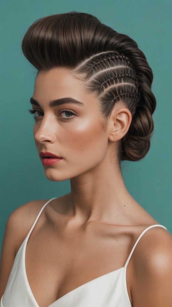  Side Part with Pompadour Front