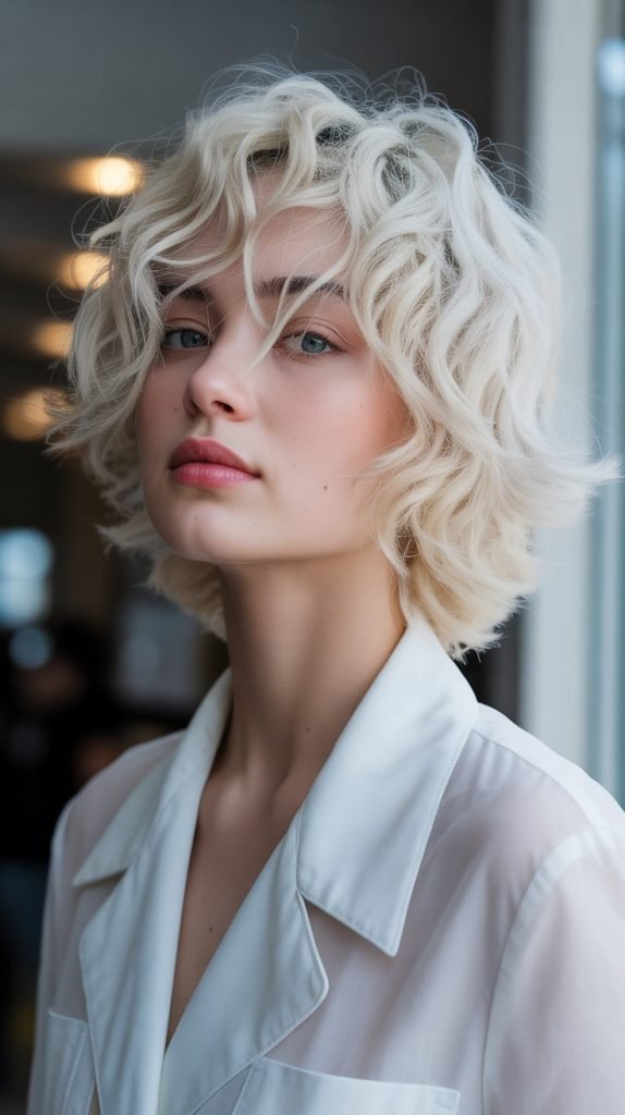  Icy Blonde Wavy Pixie
