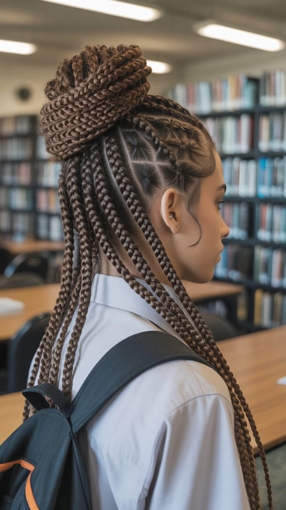 Twisted Updo with Box Braids