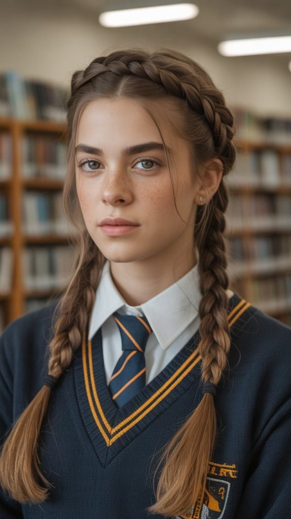 Braided Crown with Half-Up Style