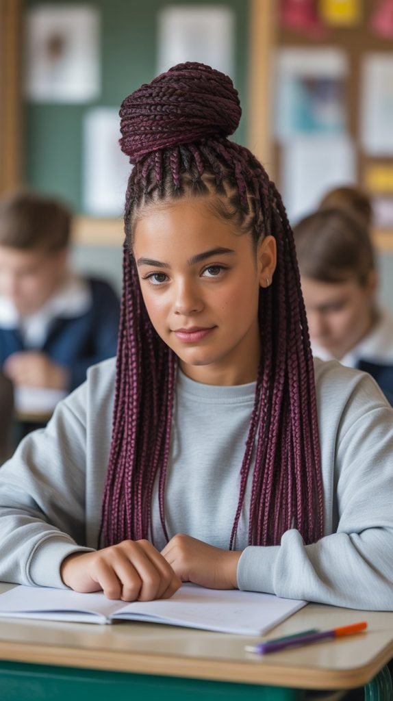 Half-Up Top Knot Box Braids