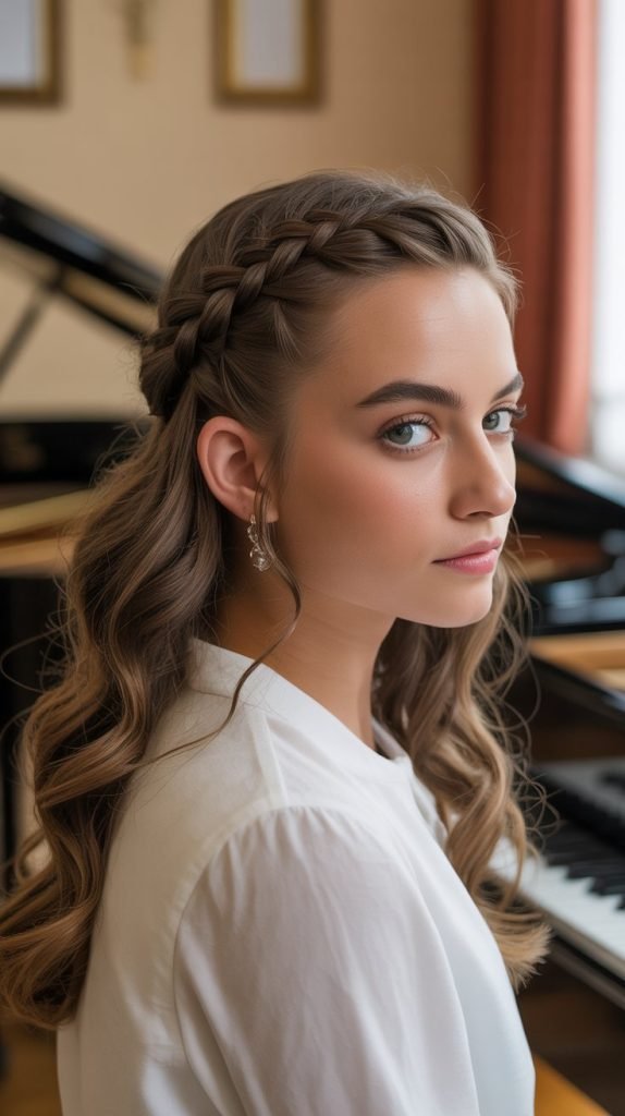 Side French Braid with Loose Curls