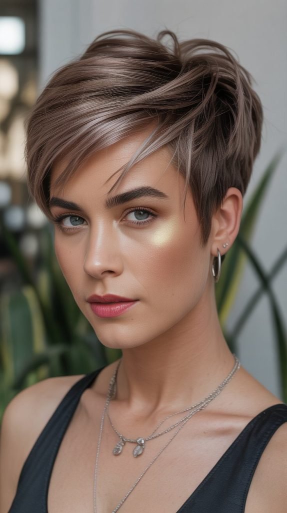 Edgy Pixie with Metallic Highlights
