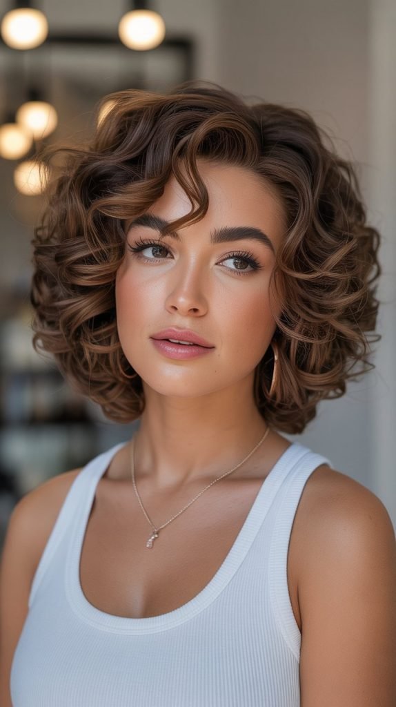 Tight Curl Stacked Inverted Bob