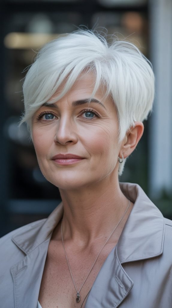  Platinum Pixie with Swept Bangs