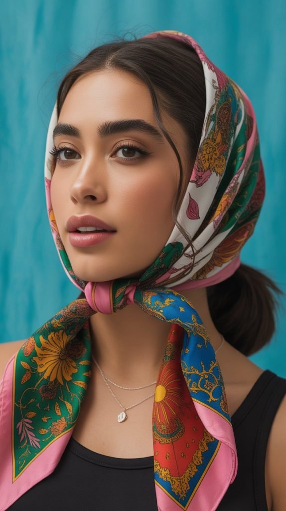 Low Ponytail with Hair Scarf