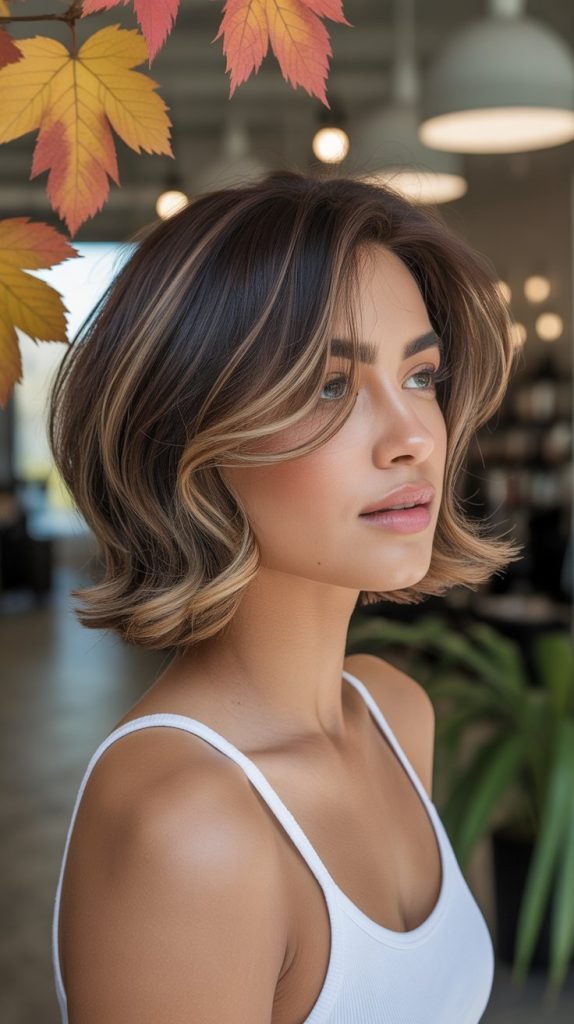 . Caramel Highlights on Short Hair