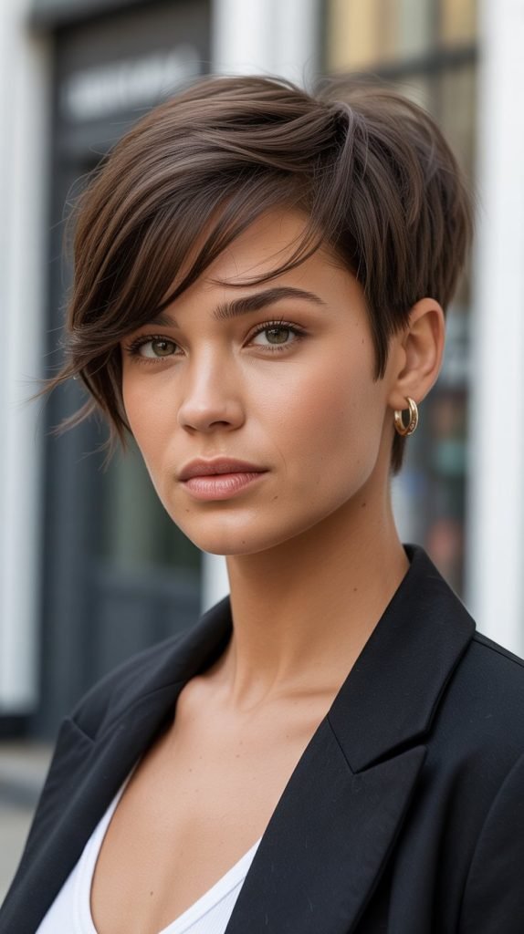  Textured Pixie with Side Part