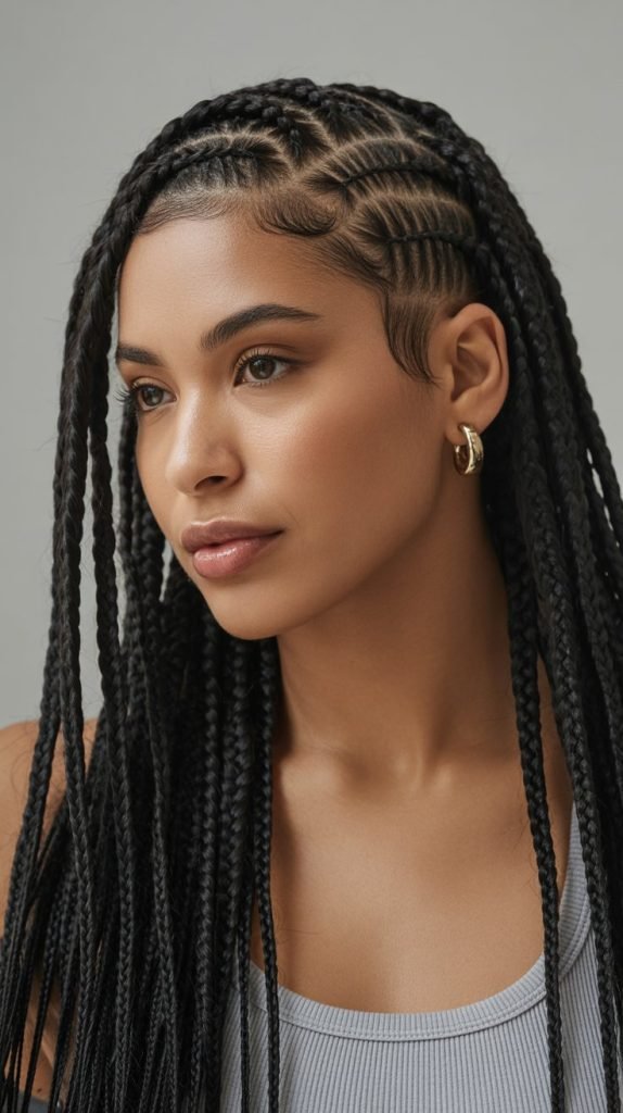 Textured Side Part Knotless Braids