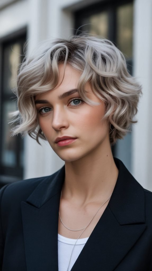 Mushroom Blonde Wavy Pixie