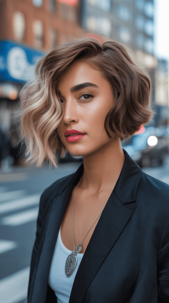 Asymmetrical Wavy Bob