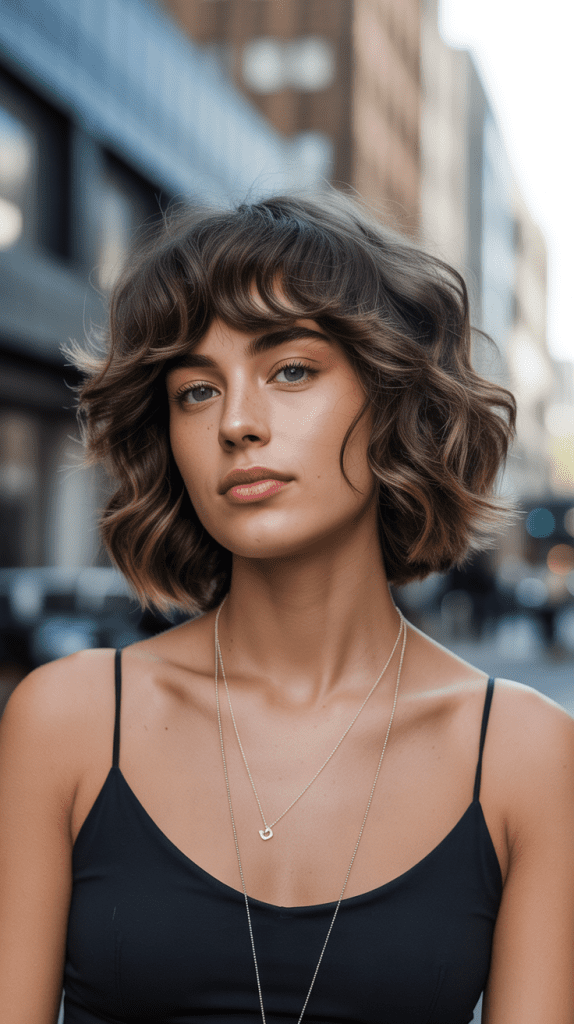 Modern Shag Bob with Curtain Bangs