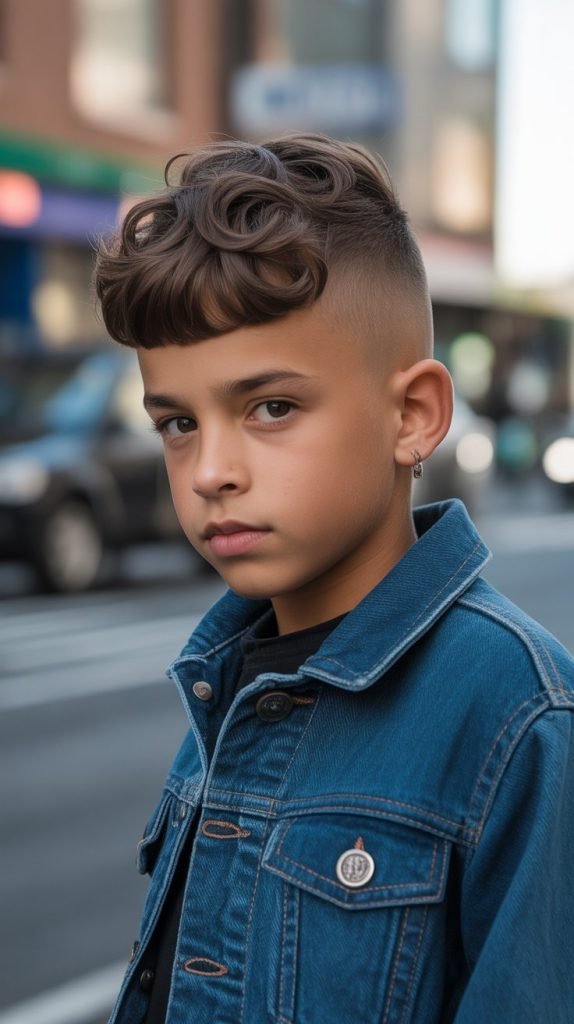 High Fade with Curly Fringe