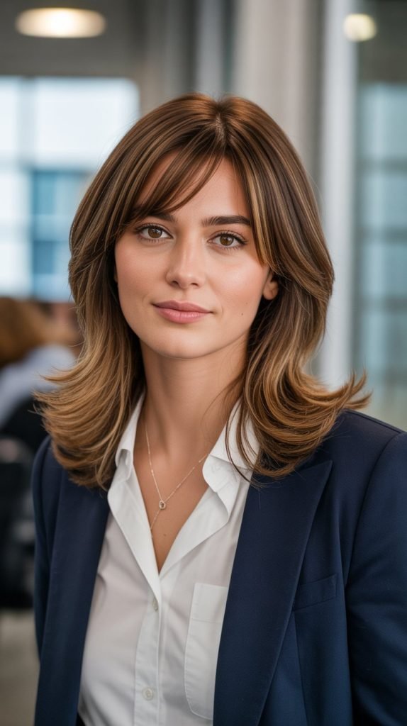 Shoulder-Length Layers with Bangs