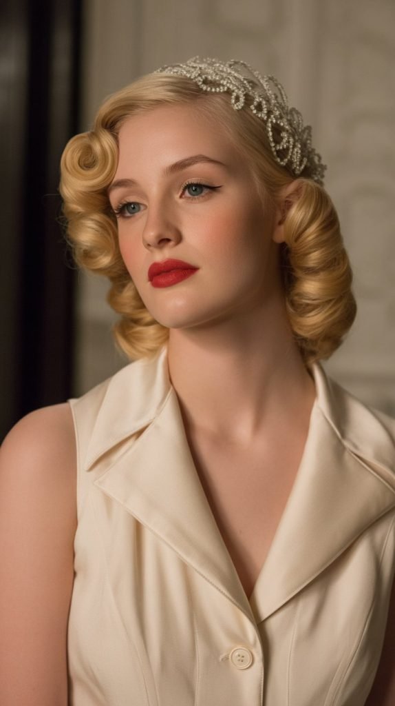 Vintage Pin Curls Half-Up