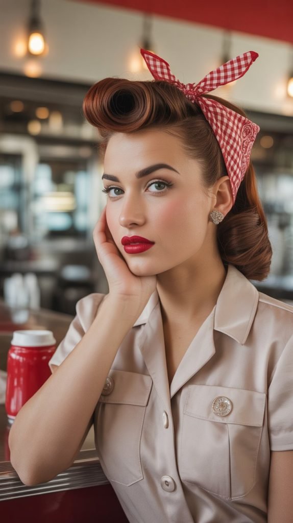 Vintage Victory Roll with Bandana Accent