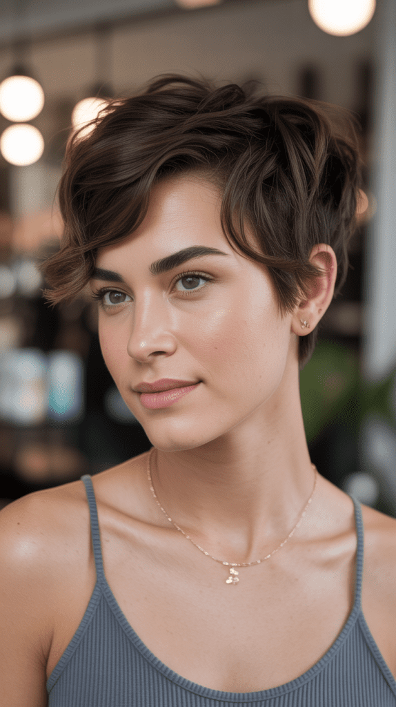 Wavy Pixie with Crown Layering