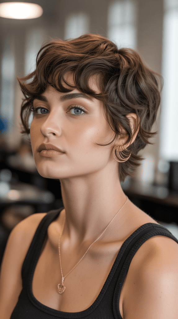 Wavy Pixie with Textured Bangs