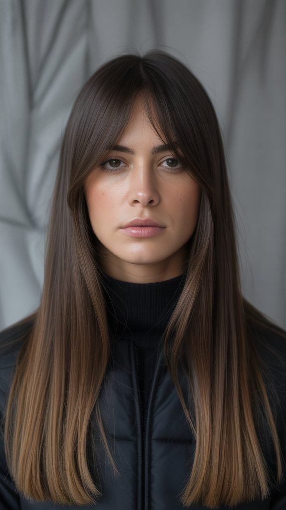 Curtain Bangs with Long Straight Hair
