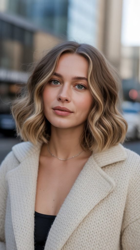  Wavy Lob with Middle Part