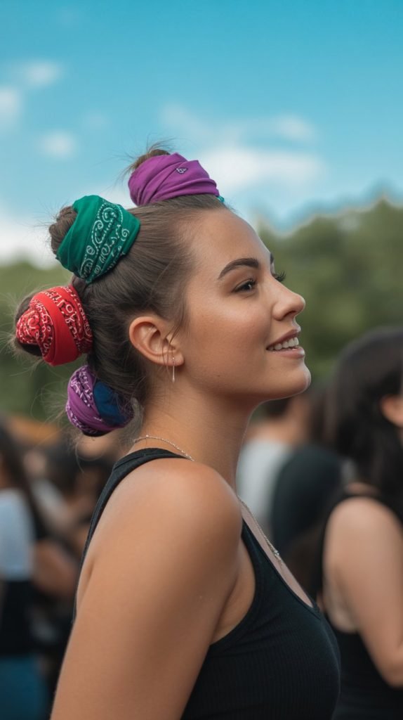 Space Buns with Bandana Spiral Wraps