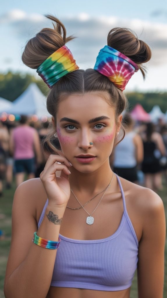  Bandana-Accented Space Buns