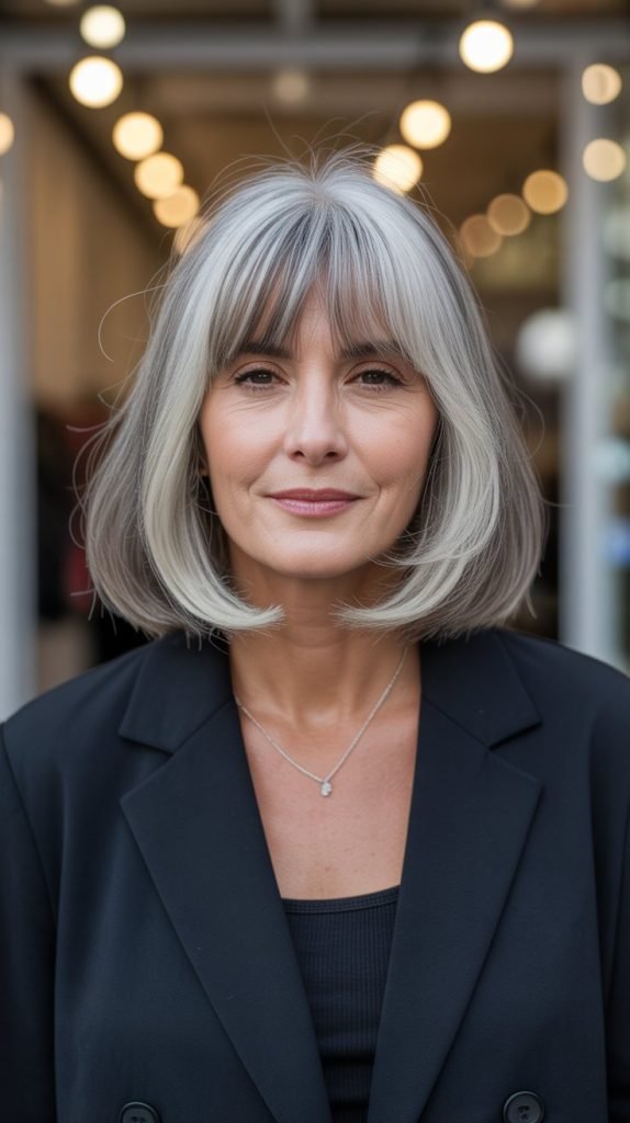  Long Bob with Curtain Bangs