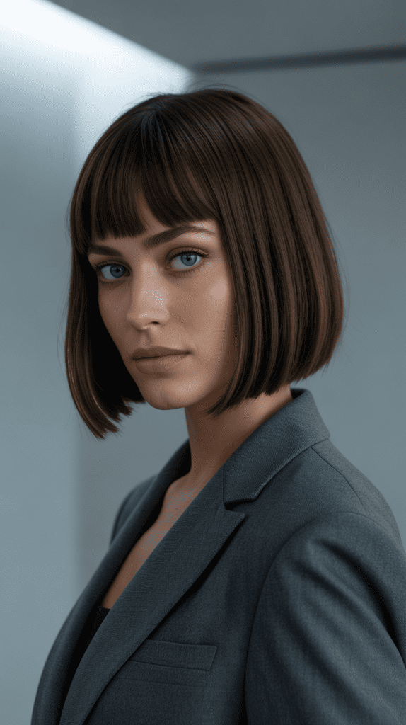 Classic Blunt Bob with Straight Fringe