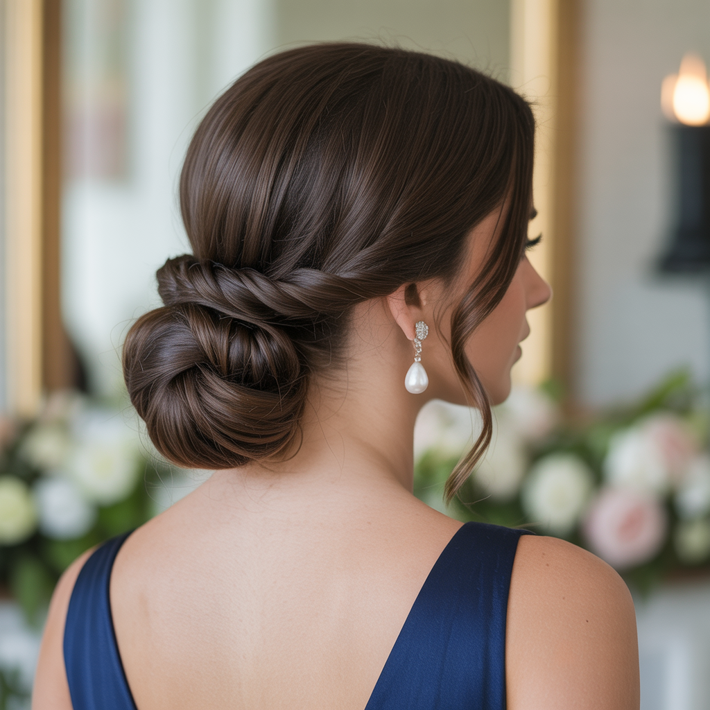 Classic Low Chignon with Twisted Details