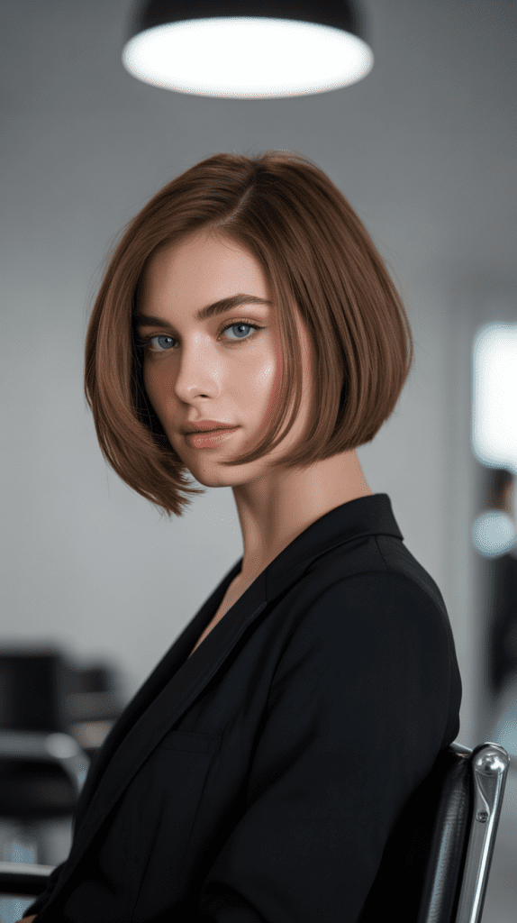 Sleek Layered Angled Bob