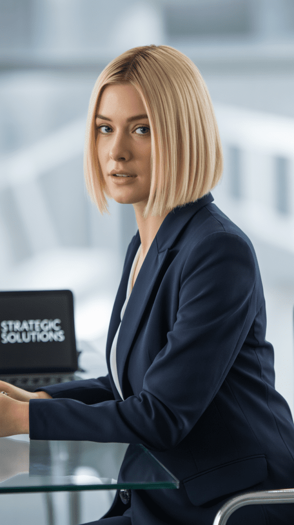 Sleek Straight Blonde Bob